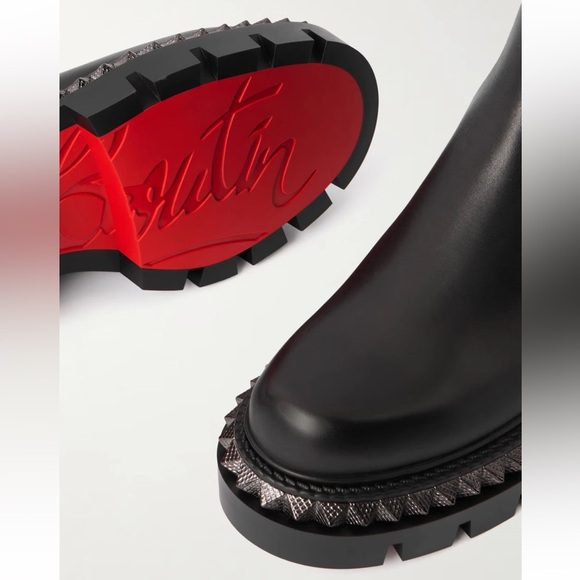 Christian Louboutin St Emilia Pyraclou Flat Black Calf Chelsea Lug Ankle Boot 39 - Picture 10 of 16